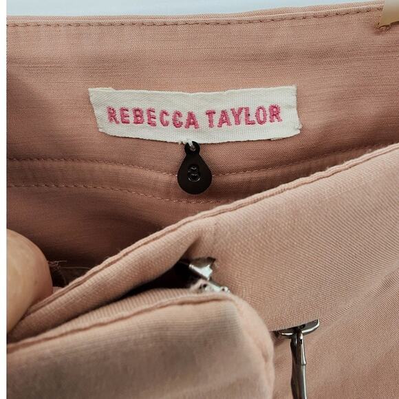 Rebecca Taylor Zipper Detail Light Pink Trouser Pants Size 8 - Picture 8 of 9